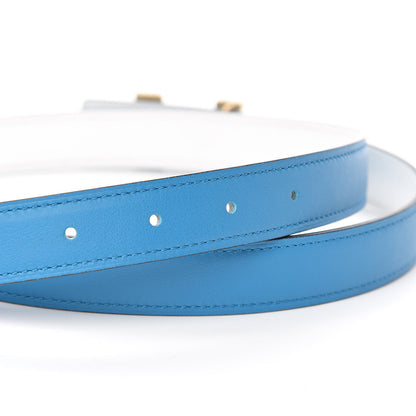 Hermes Epsom Swift Lizard 24mm Mini Constance H Belt 85 Bleu Zanzibar White Sesame 5 of 8