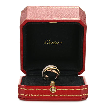 Cartier 18K White Yellow Pink Gold Diamond Small Trinity Paved Ring 50 5.25 5 of 5