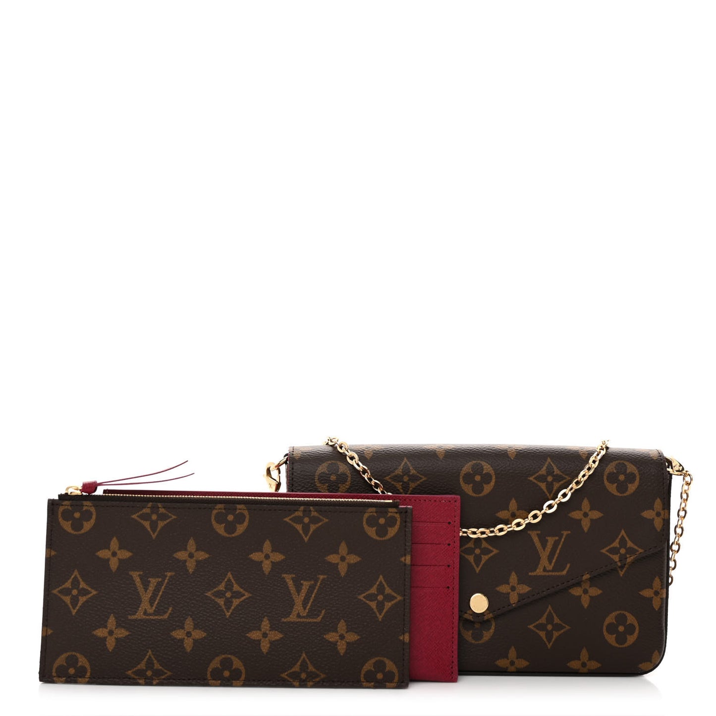 Monogram Pochette Felicie Chain Wallet Fuchsia