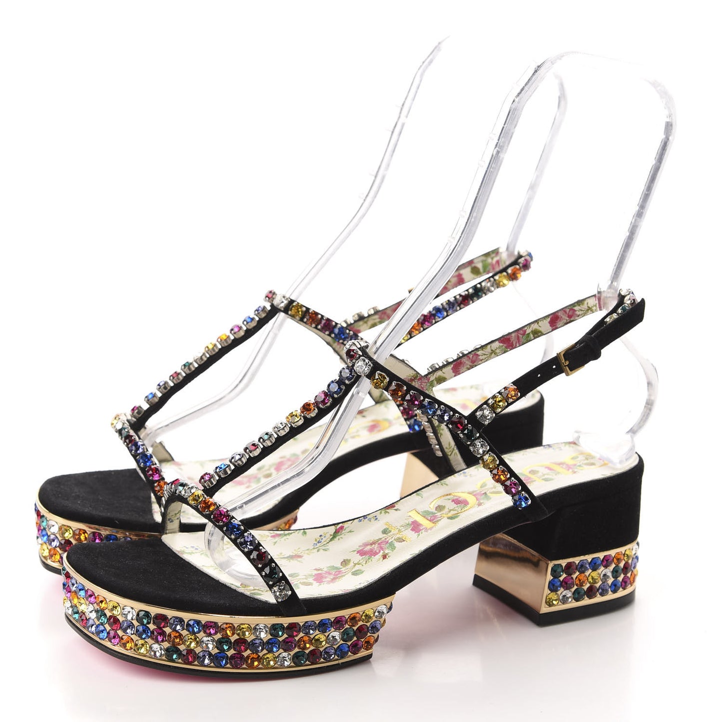 Kid Scamosciato Crystal Mira Platform Sandals 40 Multicolor