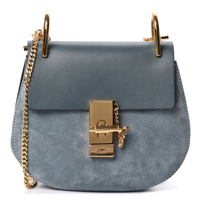 Chloe Suede Smooth Calfskin Mini Drew Shoulder Bag Cloudy Blue 1 of 8