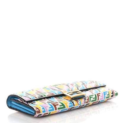 Fendi X SARAH COLEMAN Vitello Liberty Ceylon Micro FF Fish Eye Embossed Continental Envelope Wallet On Chain Multicolor Cyber Blue 4 of 9