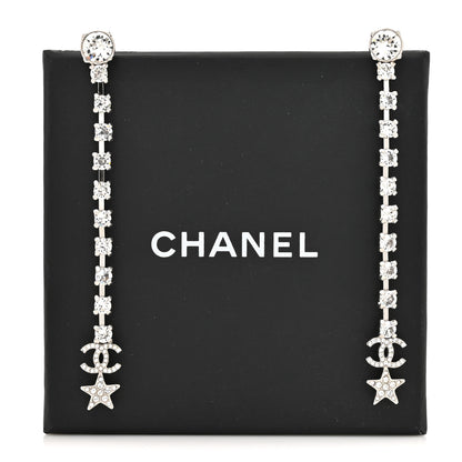 Chanel Crystal Starfall Drop Long CC Earrings Silver 5 of 5