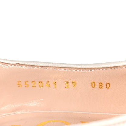 Gucci Malaga Kid Web Bee Star Embroidered Sylvie High Heel Slingback Pumps 39 White 6 of 9