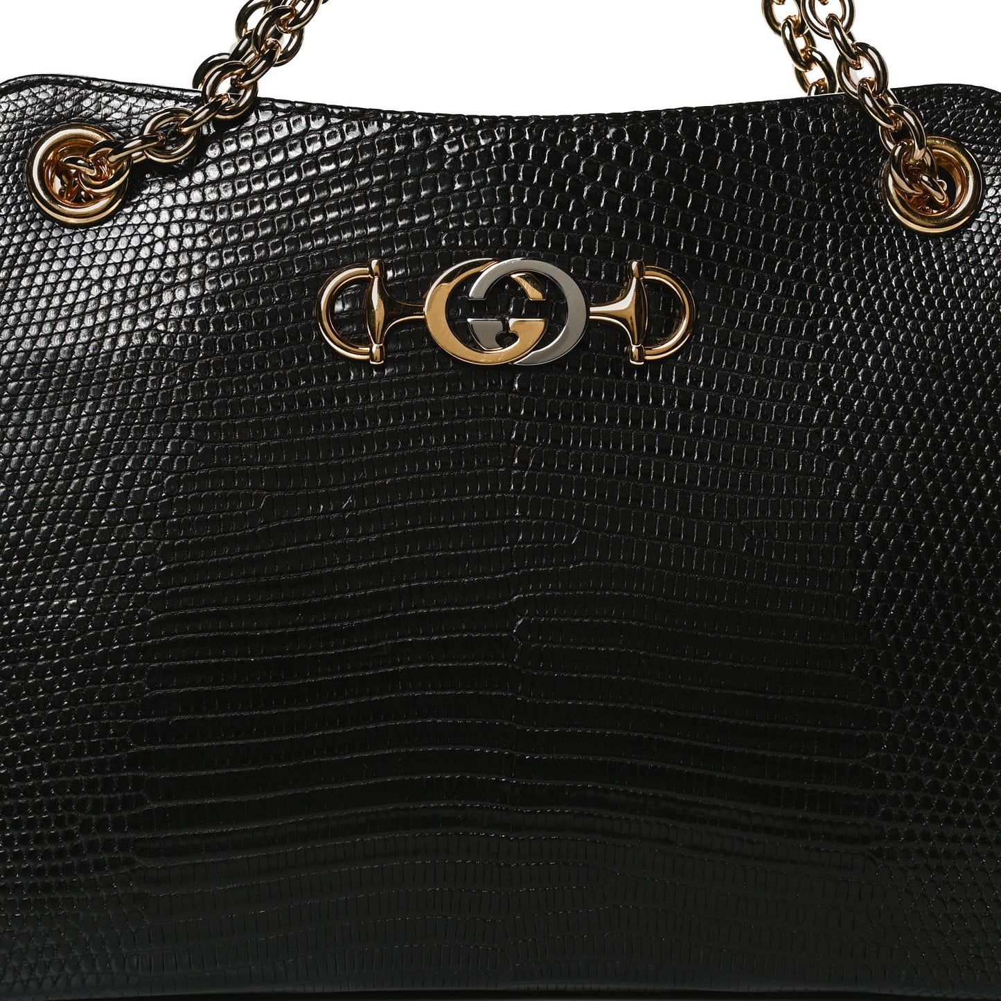 Lizard Zumi Chain Shoulder Bag Black