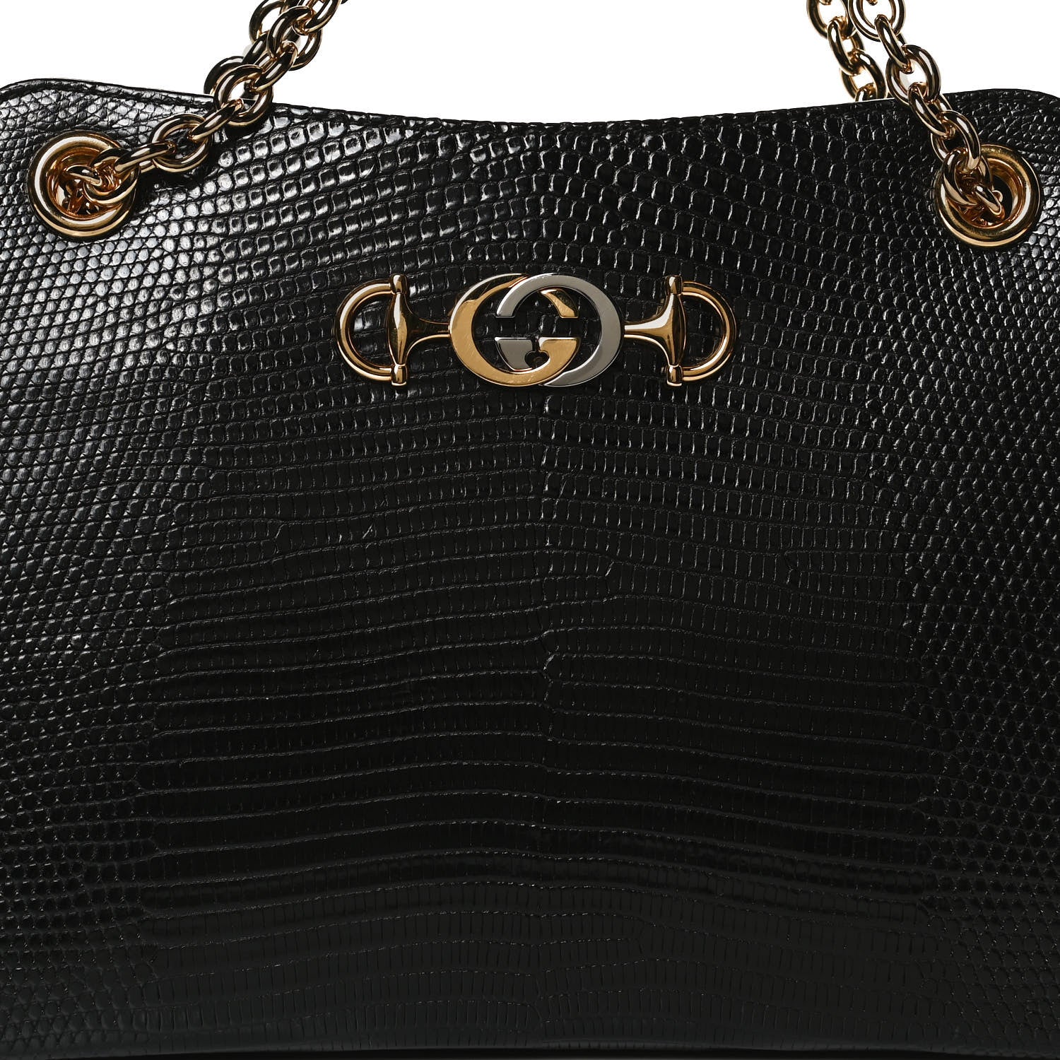 Gucci Lizard Zumi Chain Shoulder Bag Black 8 of 13