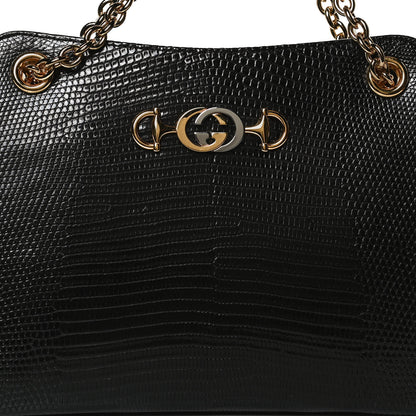Gucci Lizard Zumi Chain Shoulder Bag Black 8 of 13