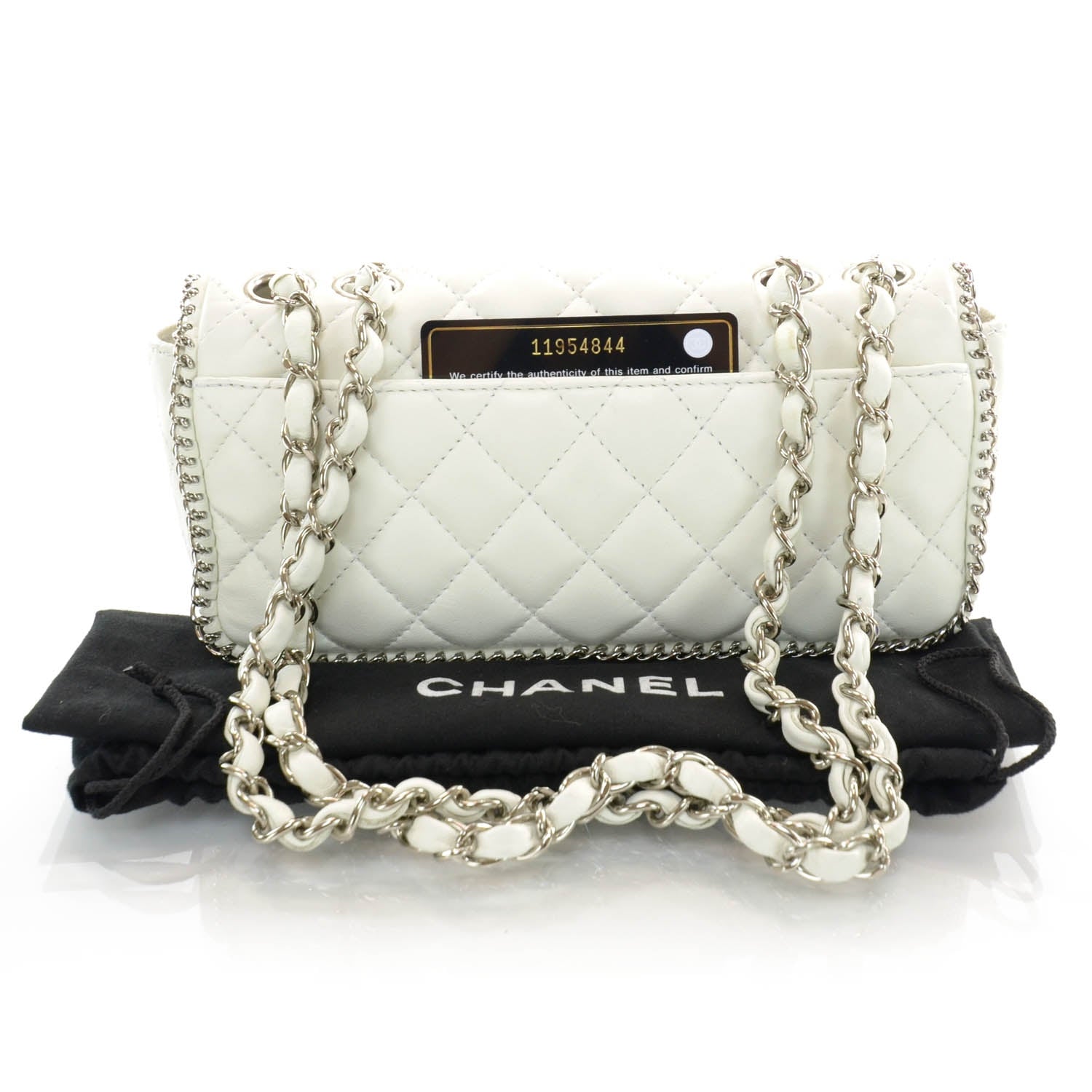 Chanel Lambskin Quilted Madison Chain Trim East West Flap White 3 of 9