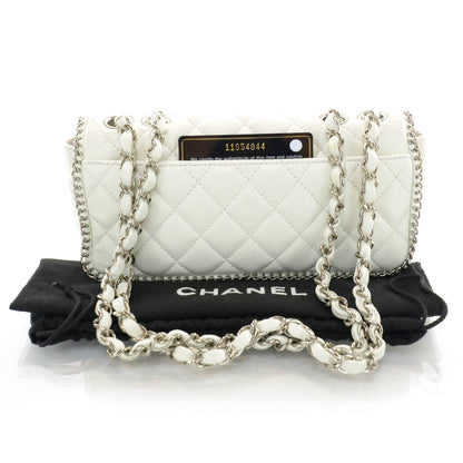 Chanel Lambskin Quilted Madison Chain Trim East West Flap White 3 of 9