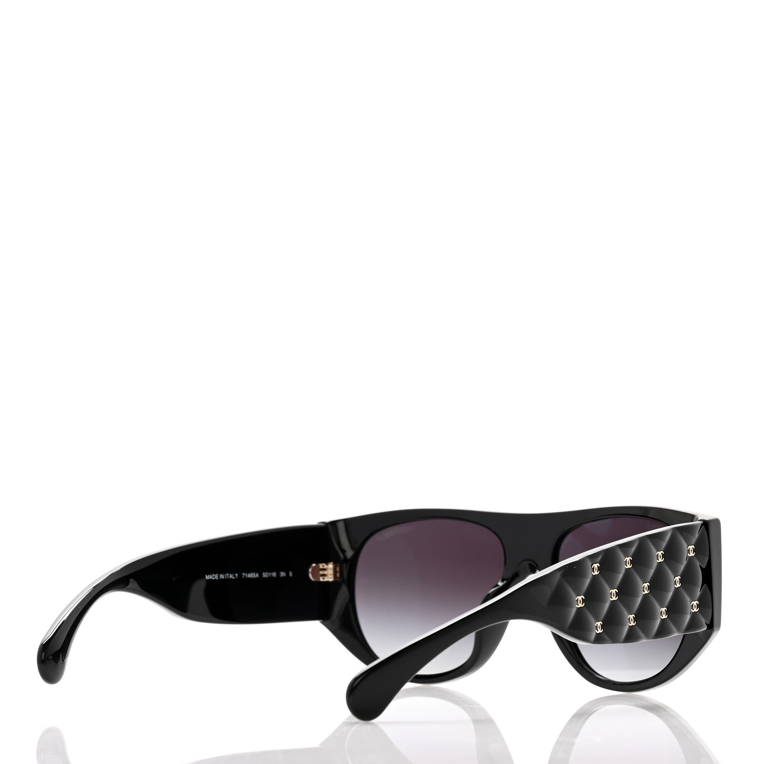 Chanel Acetate Quilted CC Pilot Sunglasses 71465A Black 3 of 8