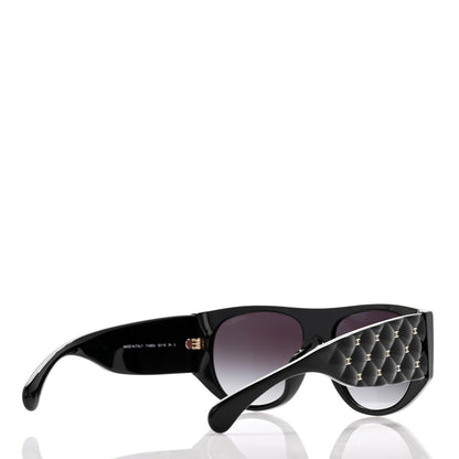 Chanel Acetate Quilted CC Pilot Sunglasses 71465A Black 3 of 8