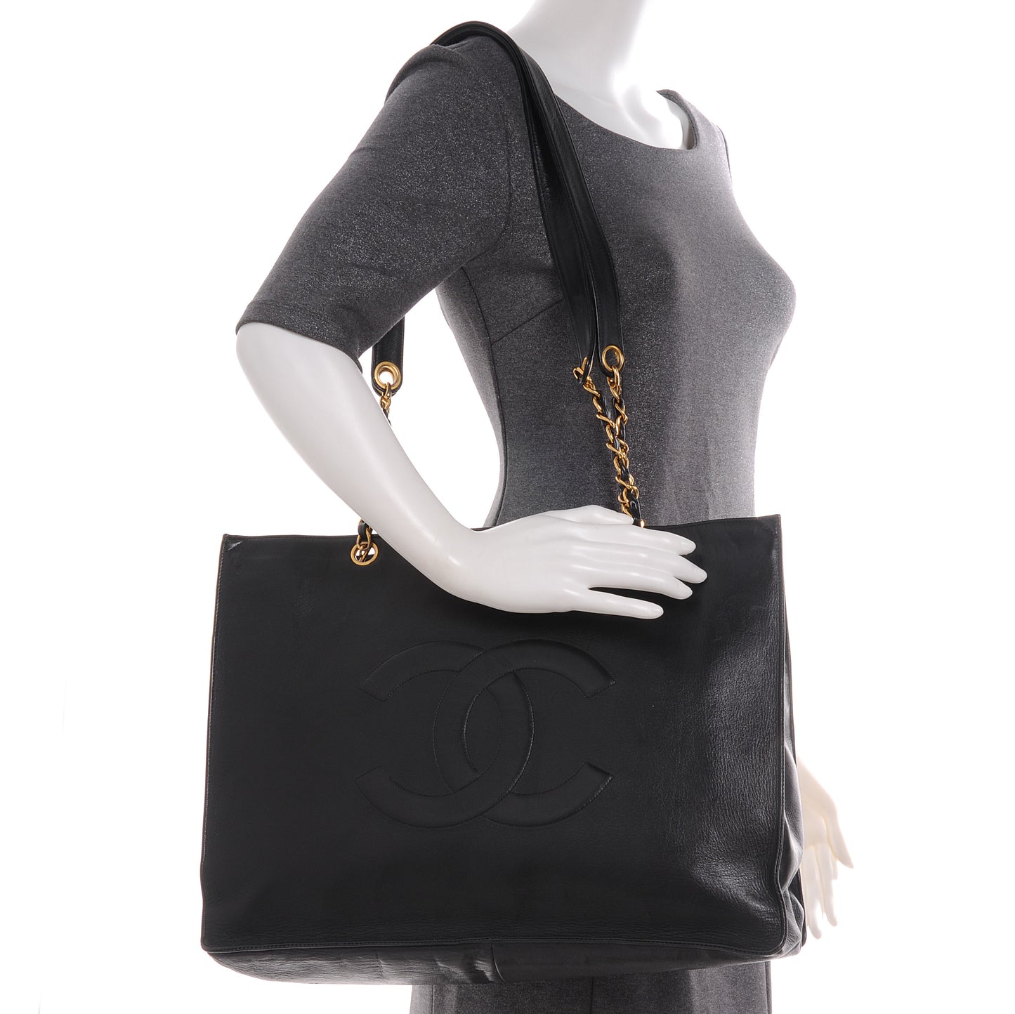 Lambskin Jumbo CC Shoulder Bag Black