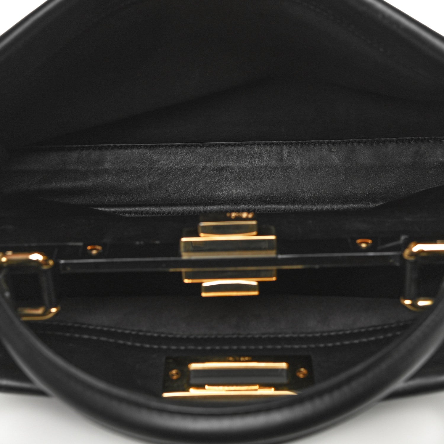 Fendi Vitello Seta Shiny Nappa Medium Peekaboo Iconic Satchel Black 5 of 18
