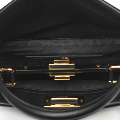 Fendi Vitello Seta Shiny Nappa Medium Peekaboo Iconic Satchel Black 5 of 18