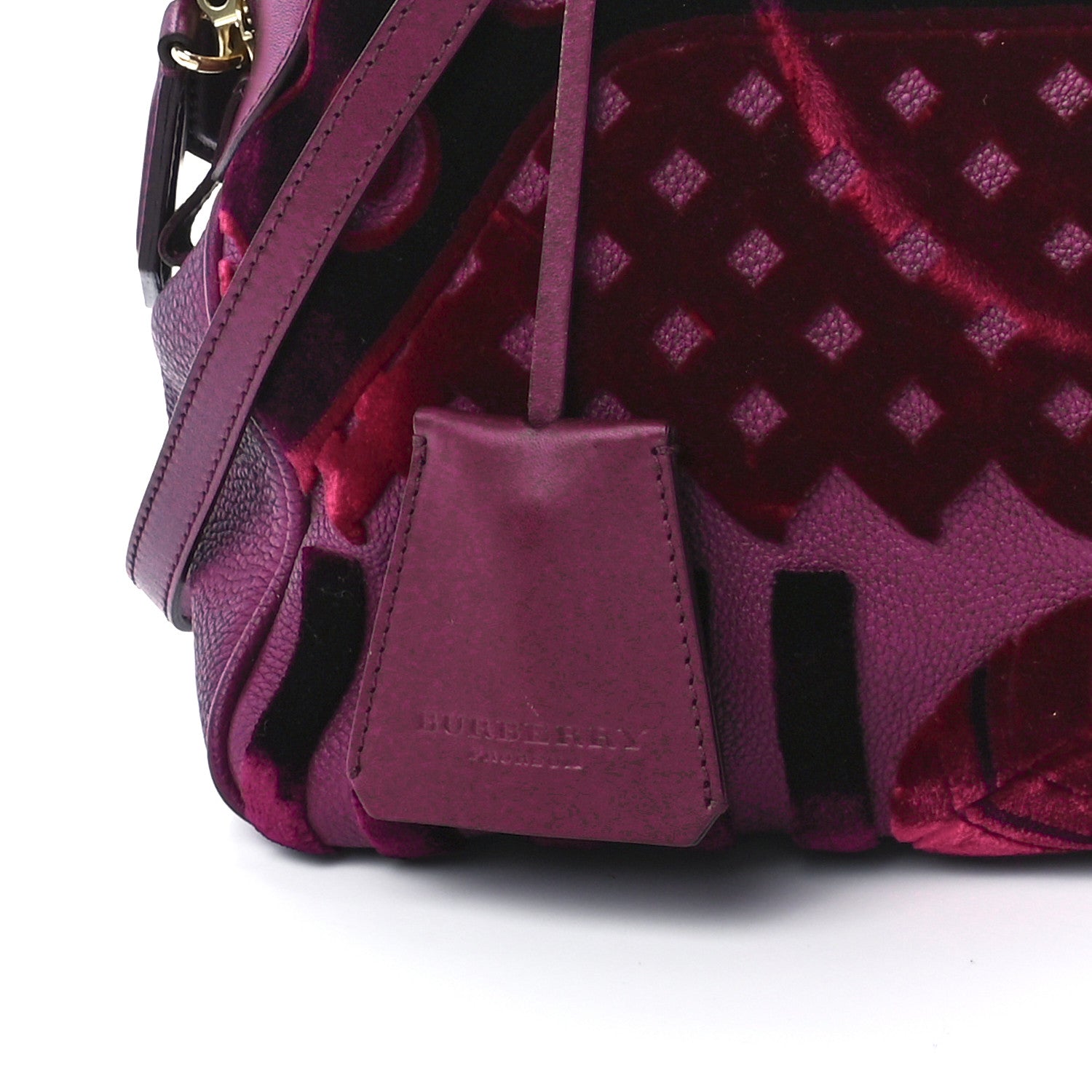 Burberry Calfskin Velvet Large Milverton Satchel Elderberry 8 of 11