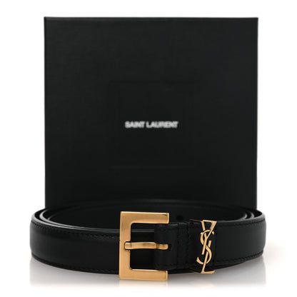 Saint Laurent Smooth Calfskin Monogram Cassandre Extra Thin Square Buckle 80 32 Belt Black 7 of 7