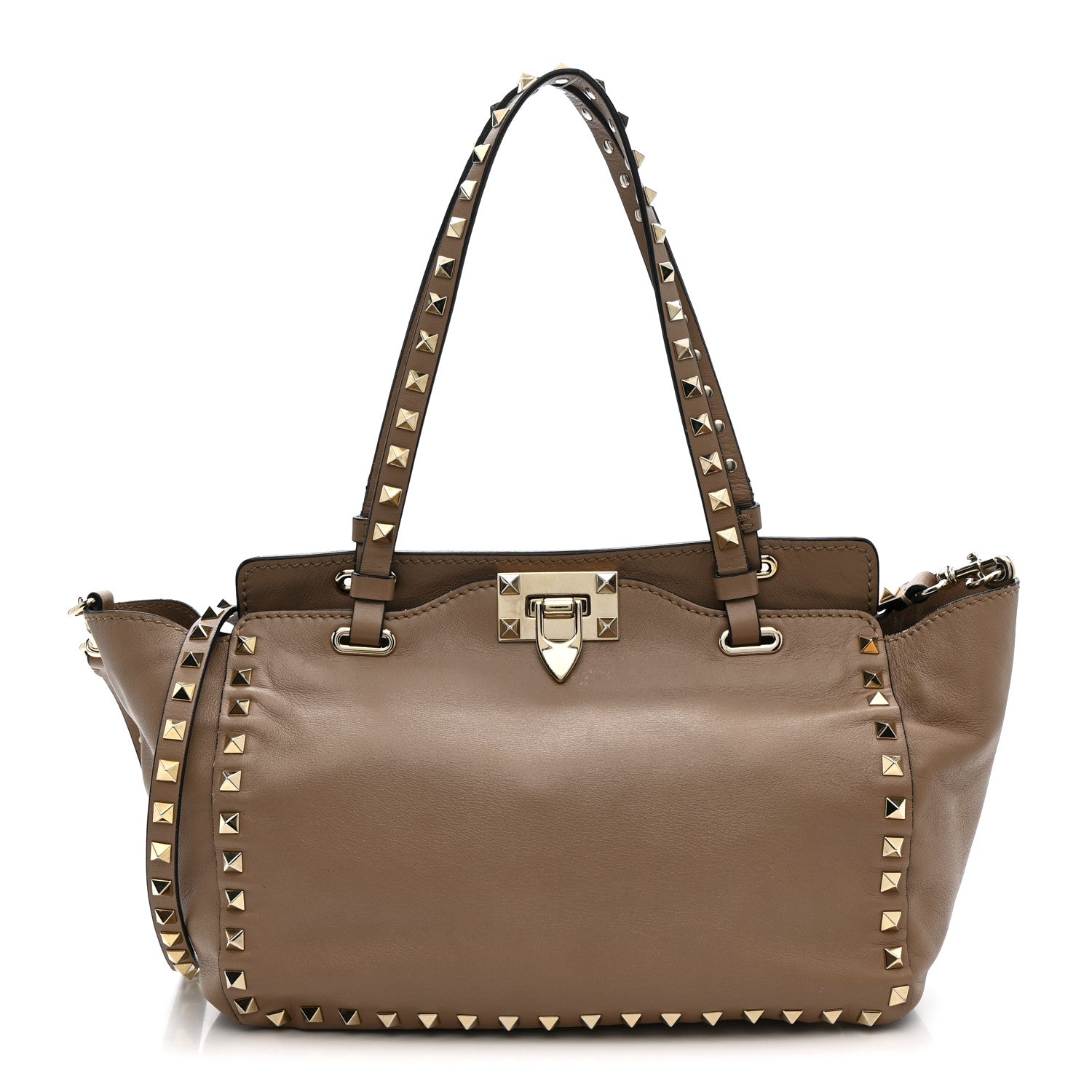 Valentino Garavani Vitello Small Rockstud Tote Beige 1 of 12