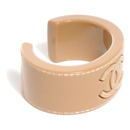 Chanel Resin Stitched CC Cuff Beige 3 of 5