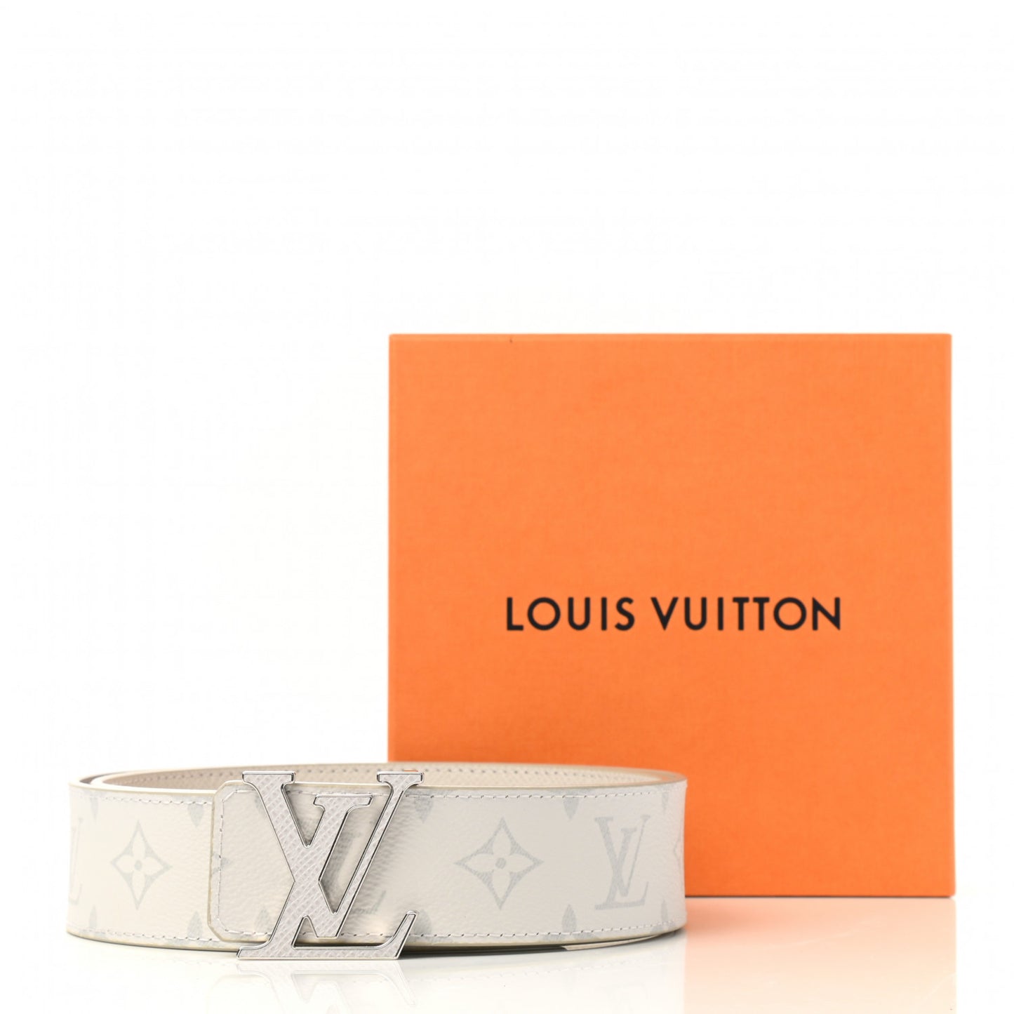 Taiga Monogram 40mm LV Initiales Belt 90 34 White