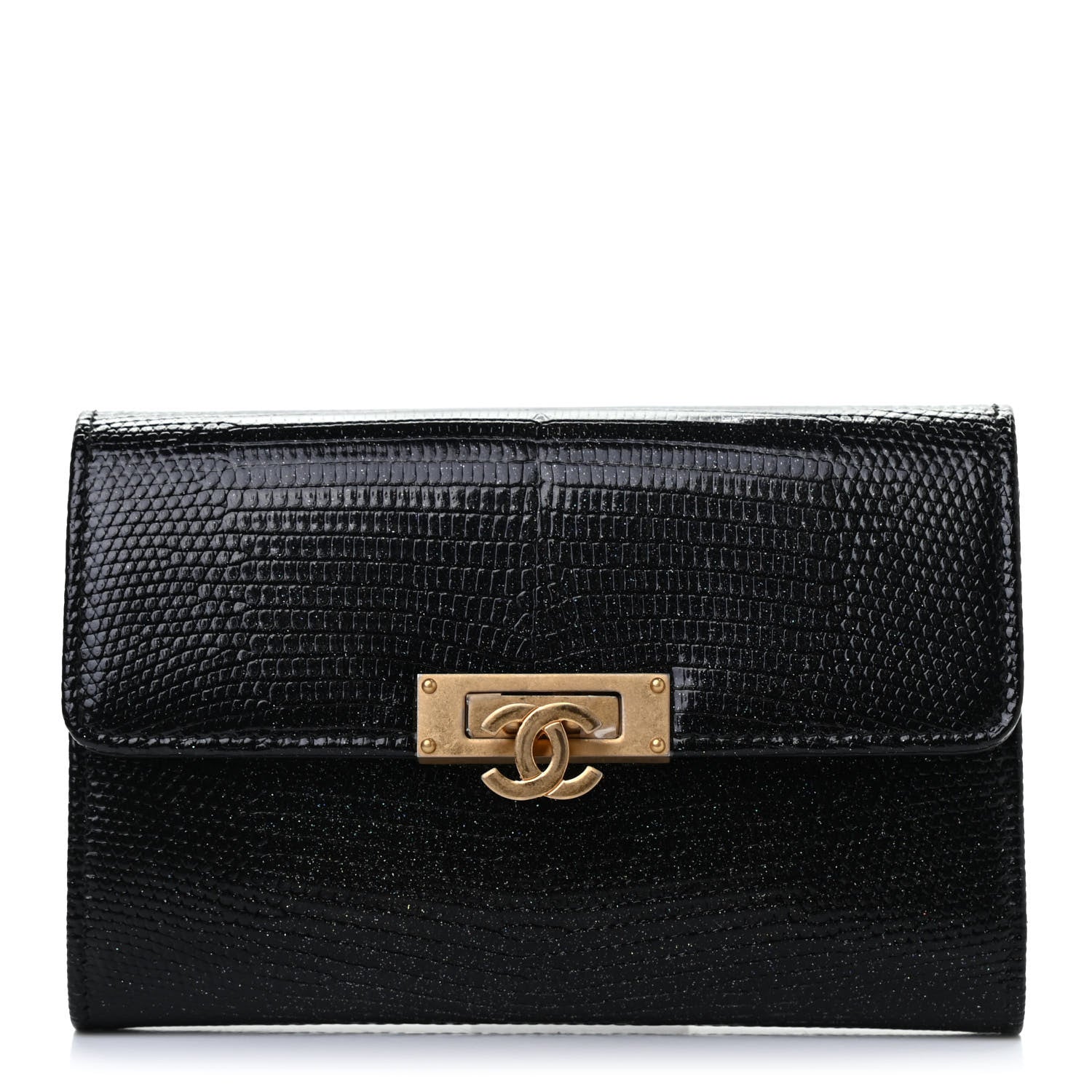 Chanel Lizard Small Golden Class Flap Wallet Black 1 of 7