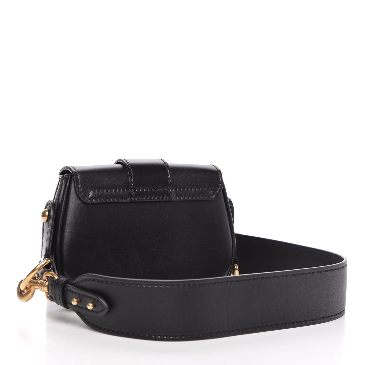 Calfskin Mini D Fence Saddle Bag Black