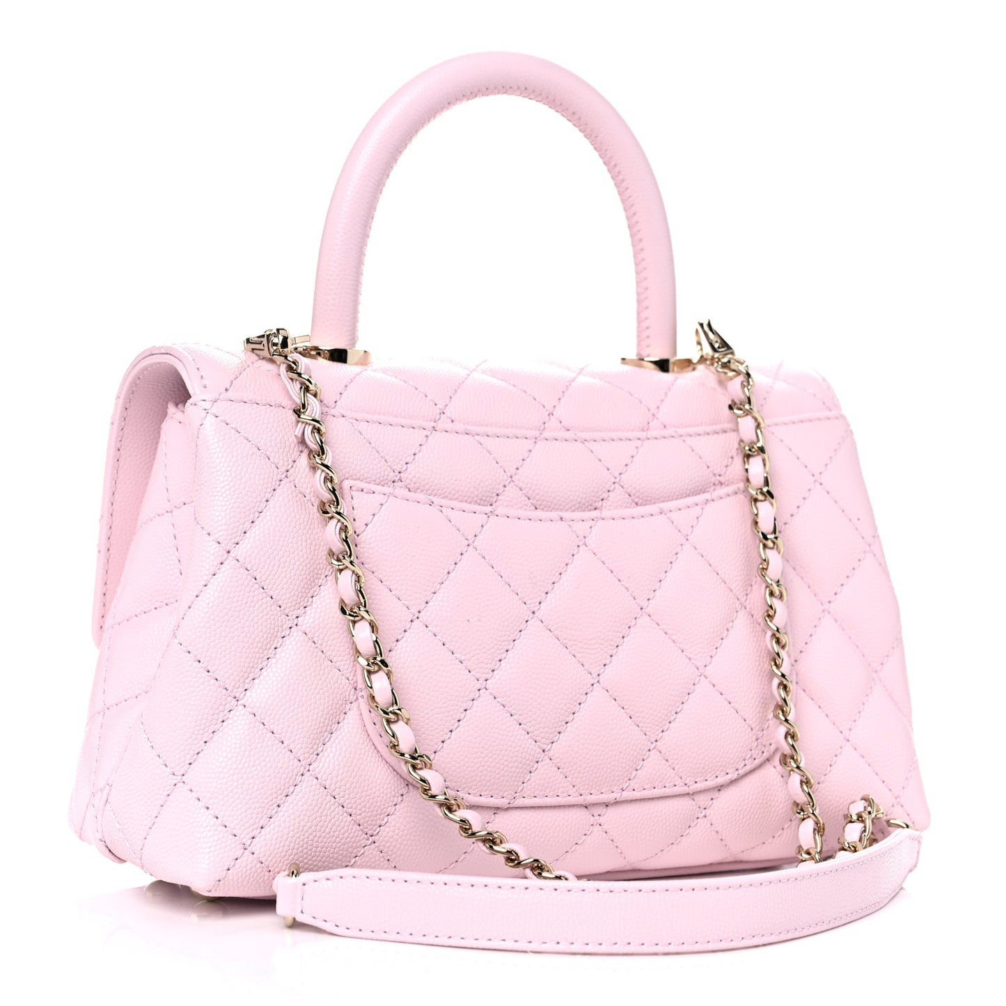 Caviar Quilted Mini Coco Handle Flap Light Pink
