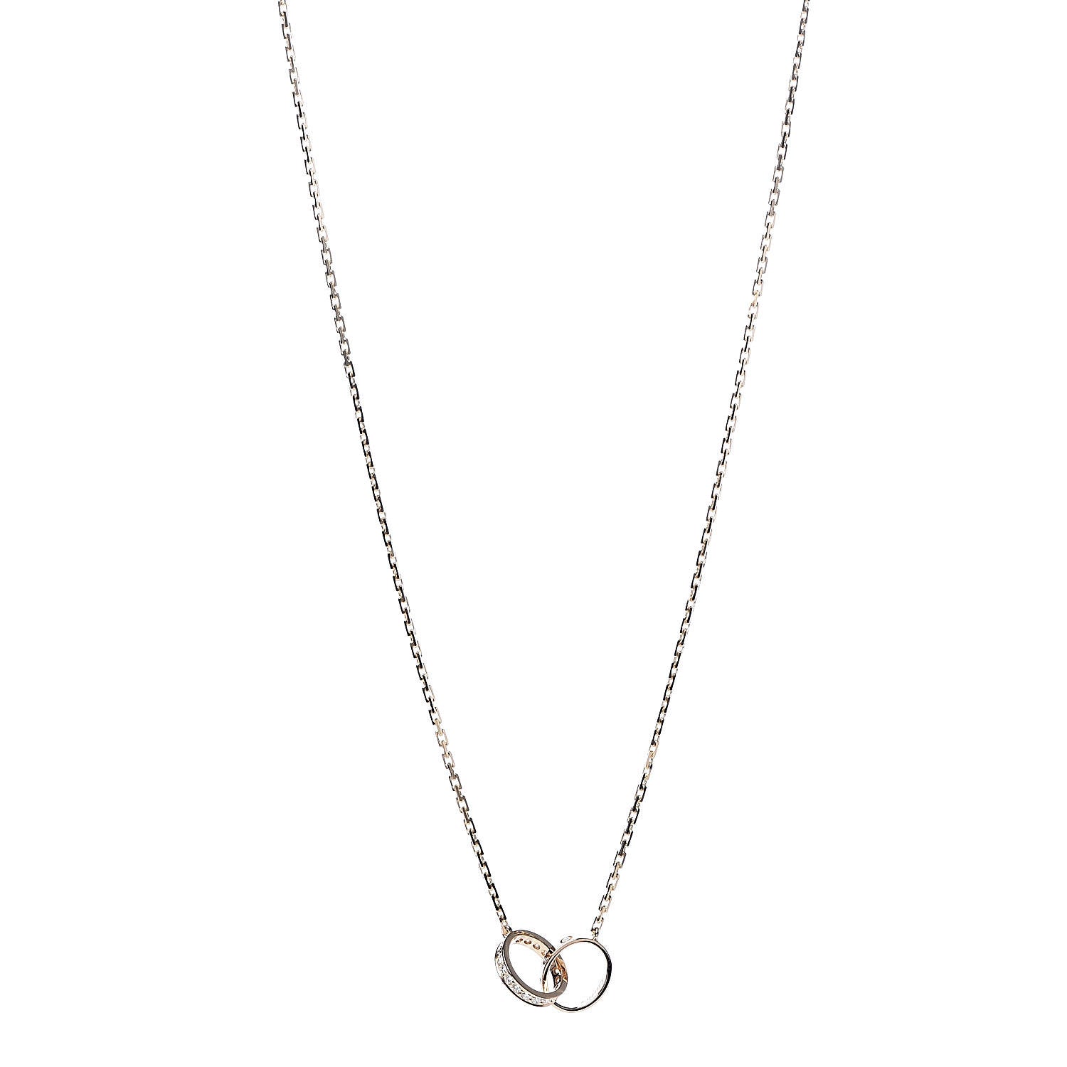 Cartier 18K Yellow Gold Diamond Interlocking LOVE Necklace 1 of 7