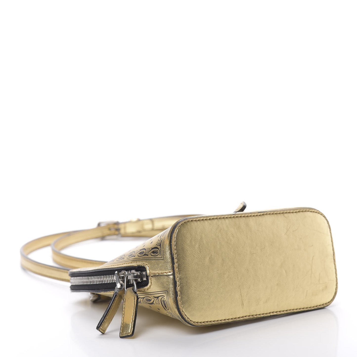 X SEGA Calfskin GUCCY Stars Mini Dome Shoulder Bag Gold
