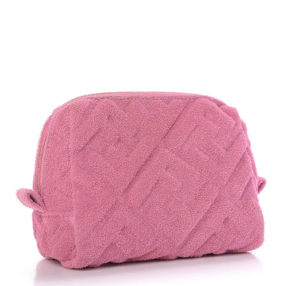 Fendi Terry Cloth Vitello Century Matte FF 1974 Embossed Small Trapezoid Beauty Pouch Lollypop 3 of 10