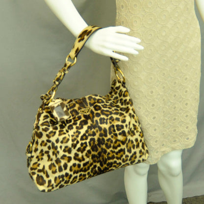 Prada Calf Hair Leopard Print Shoulder Bag 2 of 14