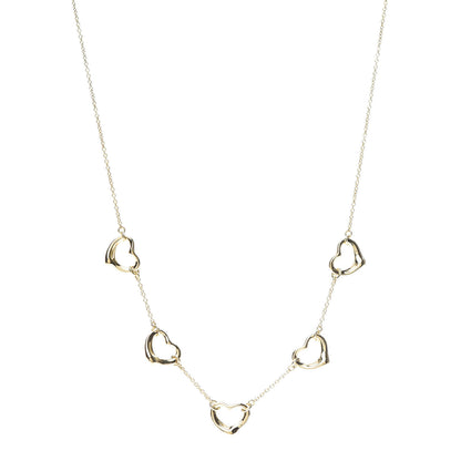 Tiffany 18K Yellow Gold Elsa Peretti 5 Open Heart Station Necklace 1 of 7