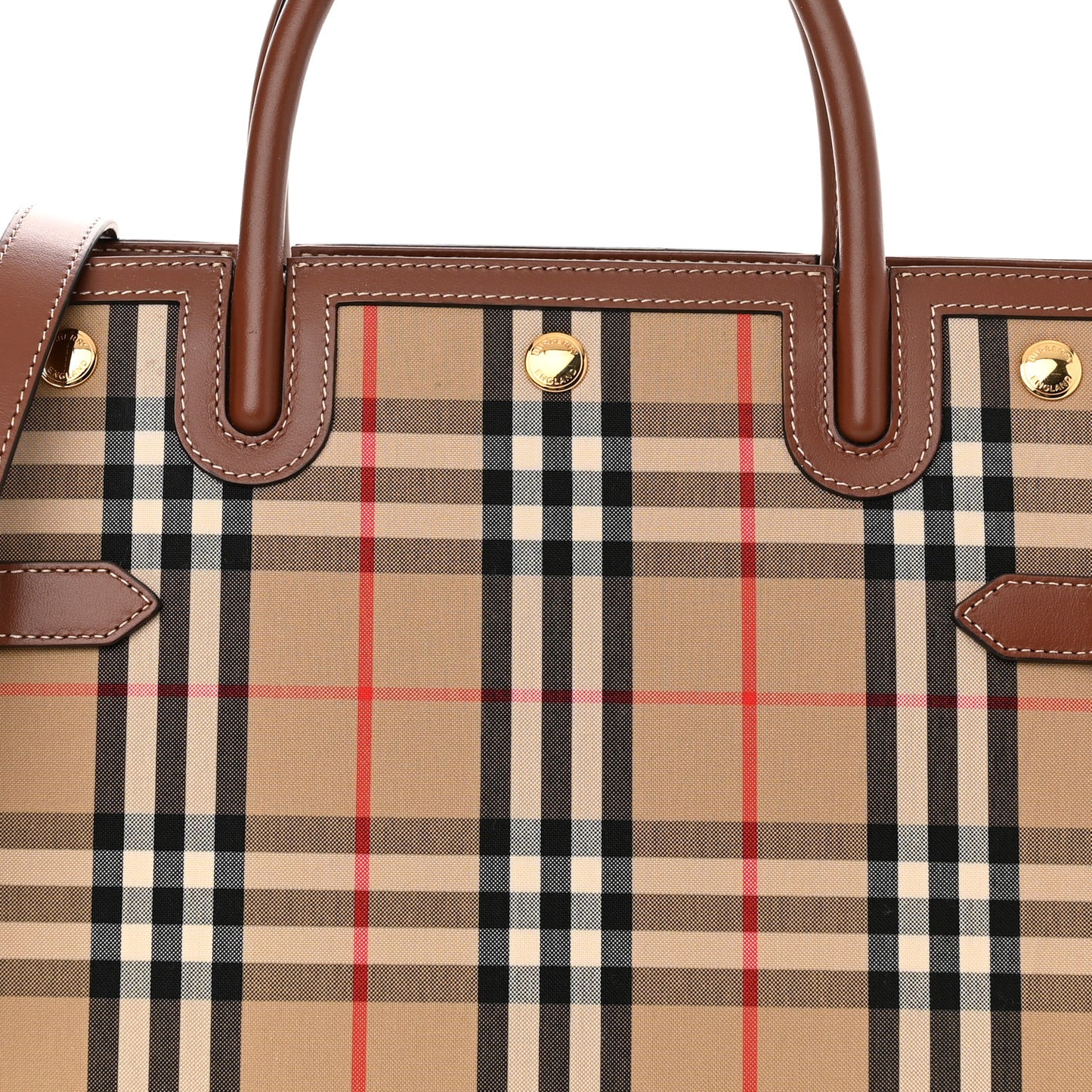 Calfskin Vintage Check Two Handle Title Bag Archive Beige