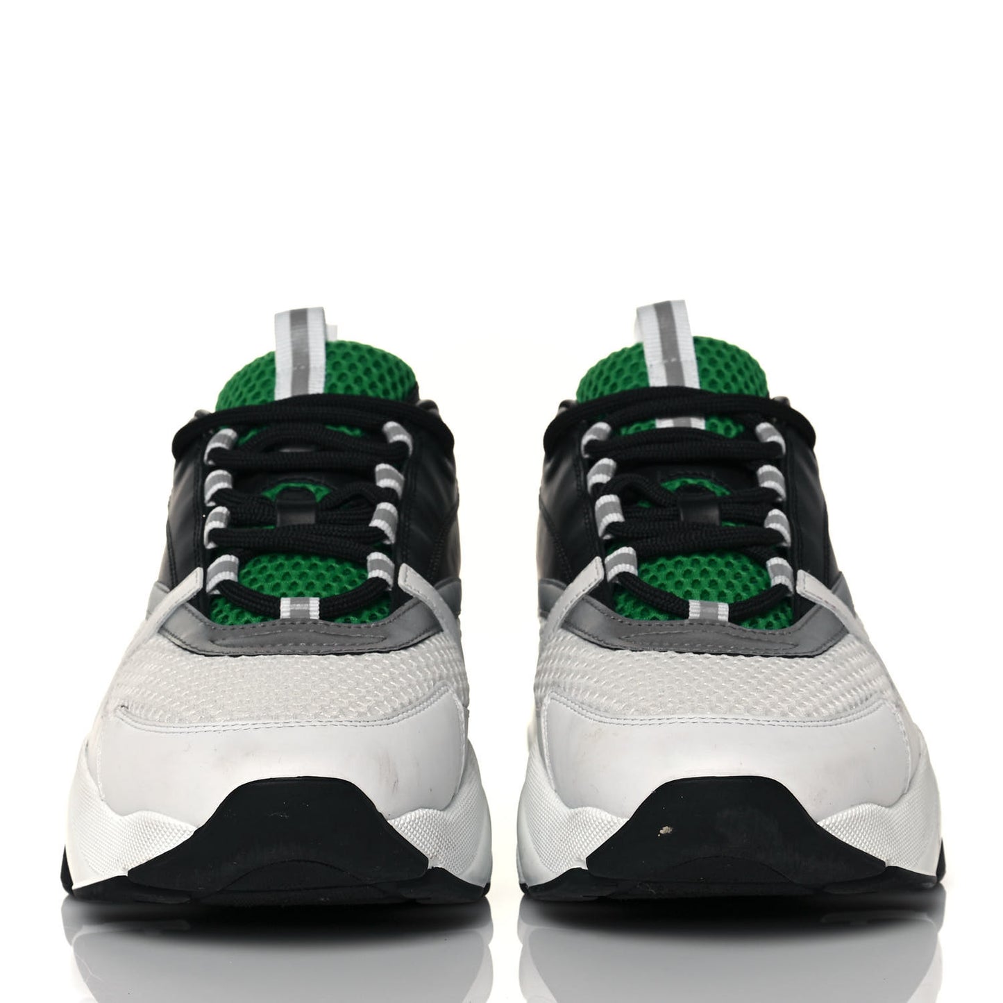 Technical Mesh Calfskin Mens B22 Sneakers 44 White Black Green