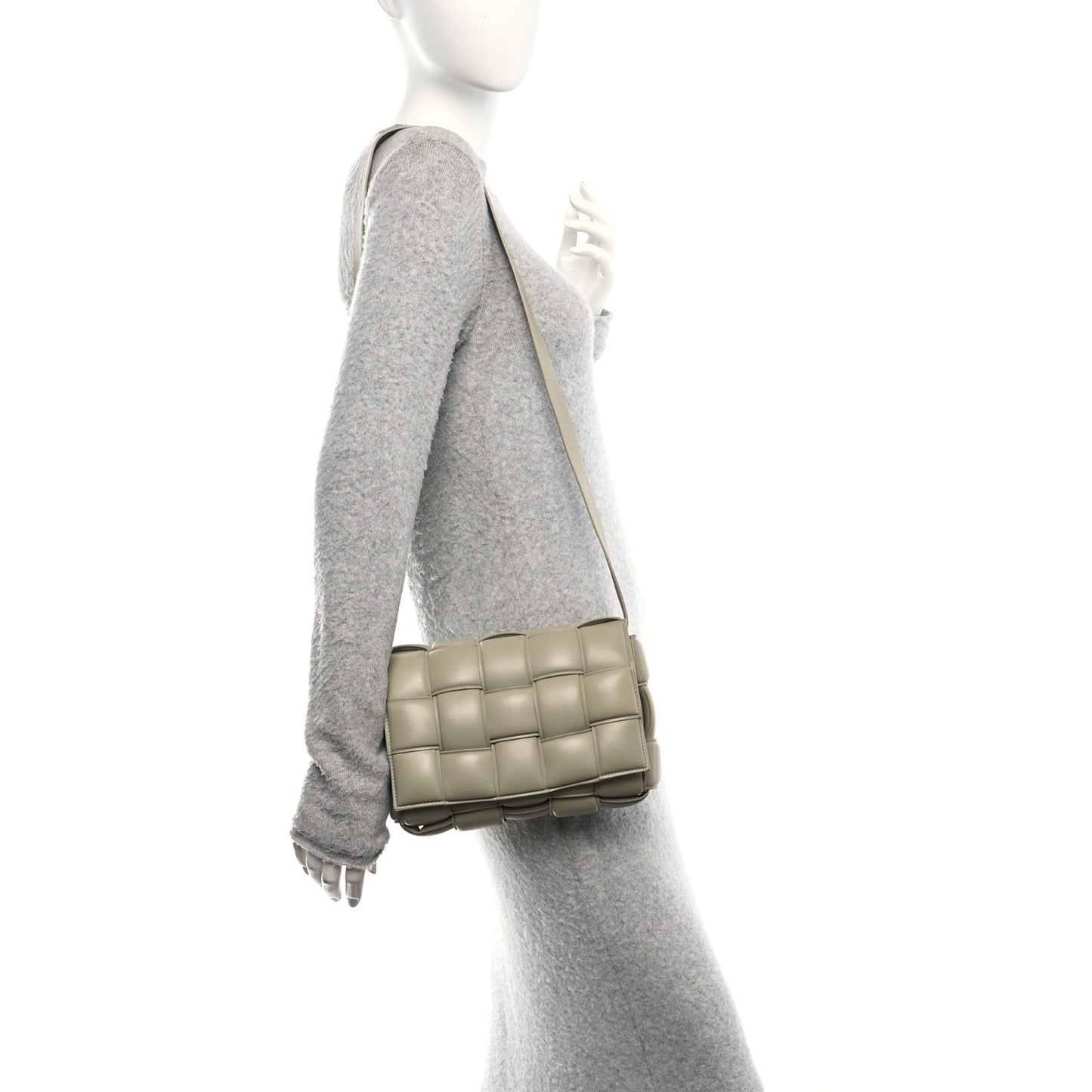 Nappa Maxi Intreccio Padded Cassette Crossbody Bag Travertine