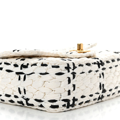 Chanel Raffia Effect Tweedy Mini Flap Bag White Black 9 of 10