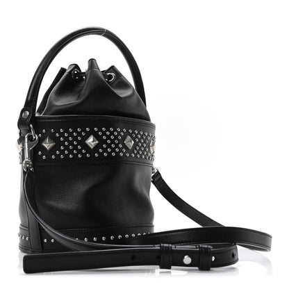 Saint Laurent Smooth Calfskin Studded Small Bahia Drawstring Bucket Bag Black 3 of 9