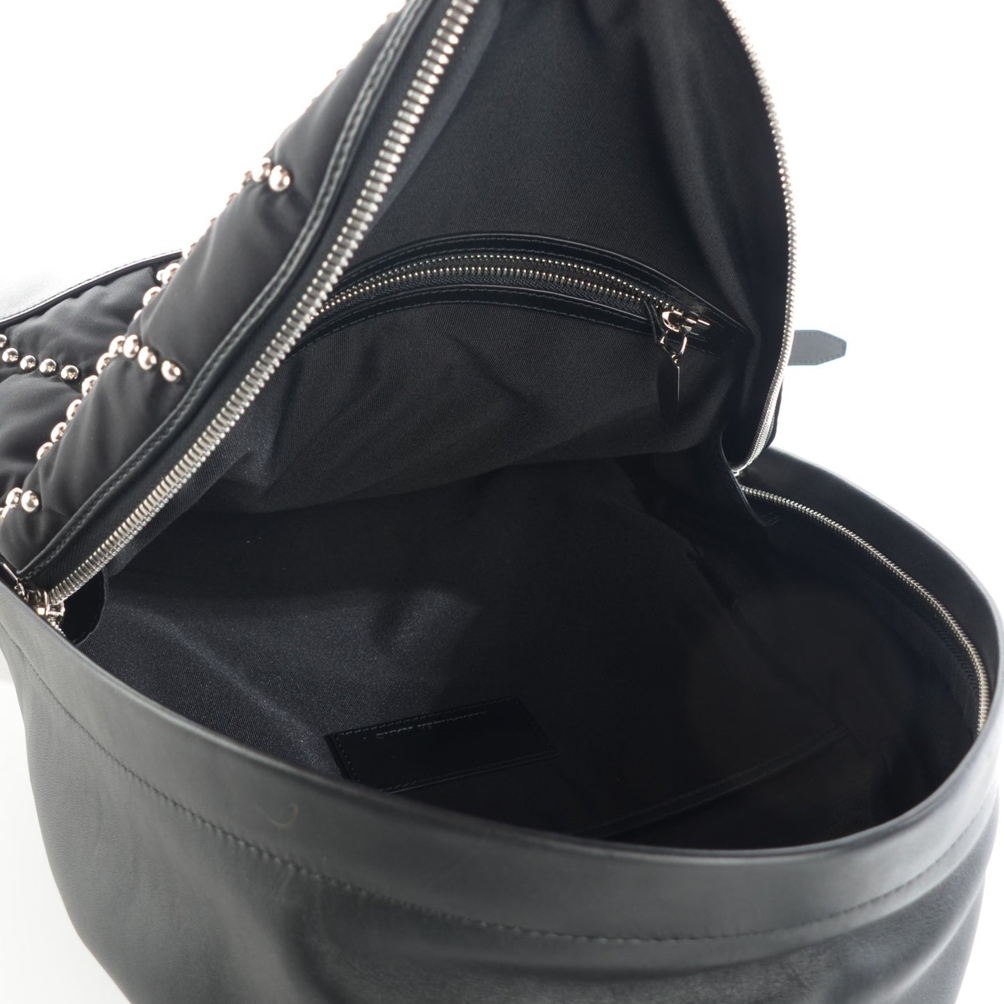 Lambskin Nylon Studded Backpack Black
