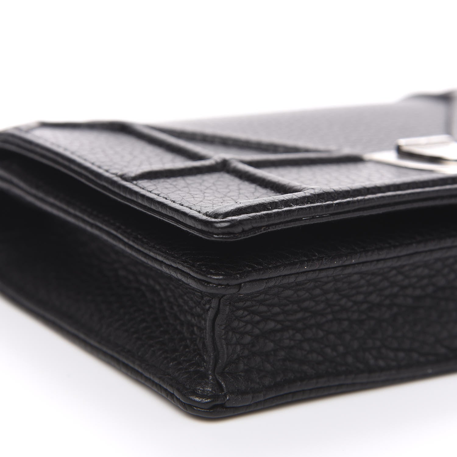 Christian Dior Grained Calfskin Diorama Wallet on Chain Pouch Black 7 of 8