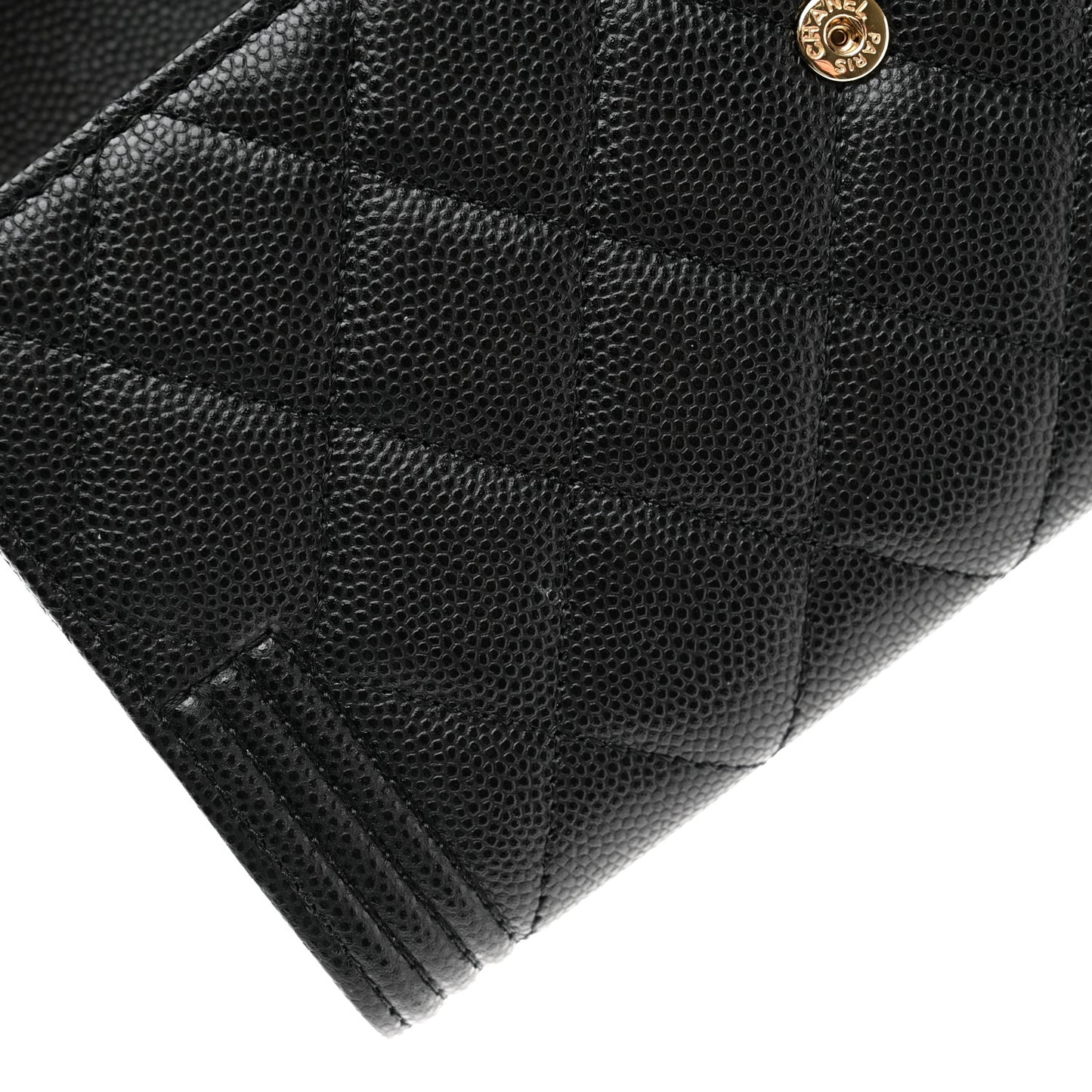 Caviar Quilted Large Boy Gusset Flap Wallet Black