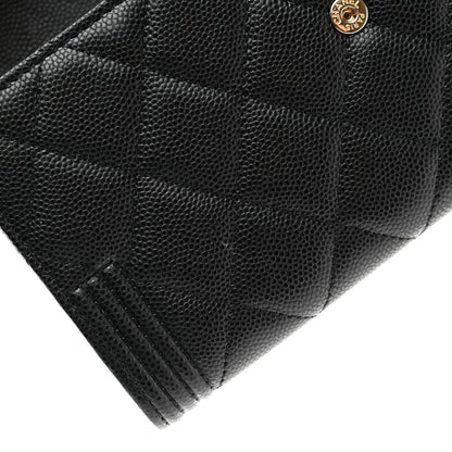 Chanel Caviar Quilted Large Boy Gusset Flap Wallet Black 9 of 12