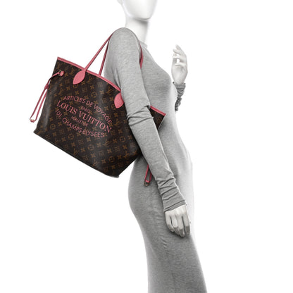 Louis Vuitton Monogram Articles de Voyage Ikat Neverfull MM Rose Velours 2 of 12