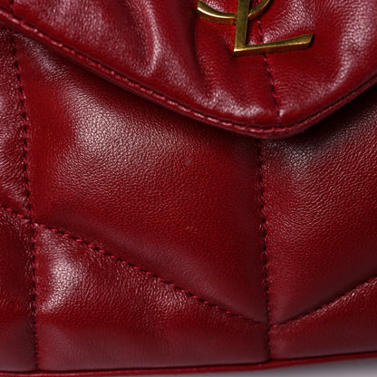 Saint Laurent Lambskin Quilted Toy Loulou Puffer Monogram Chain Satchel Red 13 of 14
