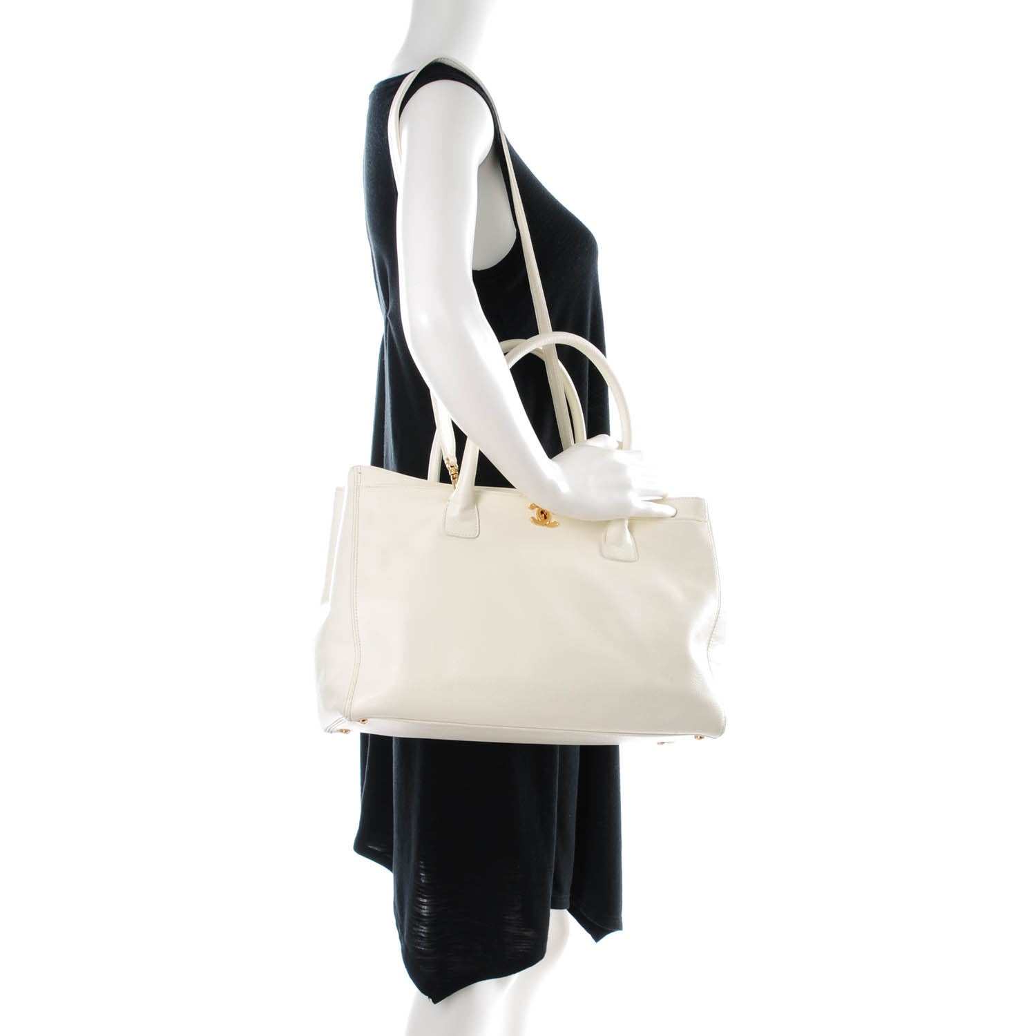 Chanel Calfskin Cerf Executive Shopper Tote White 2 of 9