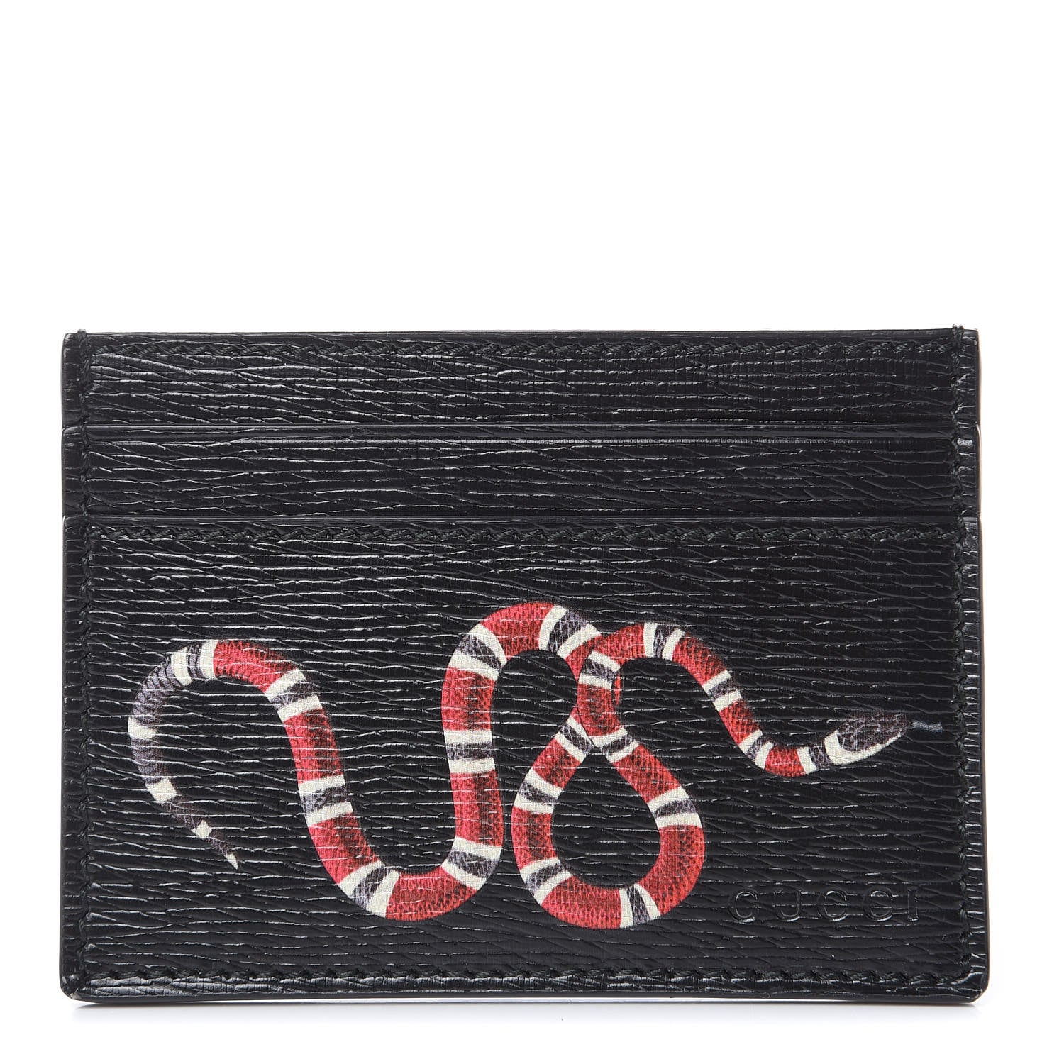 Gucci Calfskin Kingsnake Card Holder Black 1 of 8