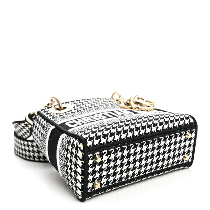 Christian Dior Canvas Houndstooth Embroidered Mini Lady D-Lite Black White 4 of 10