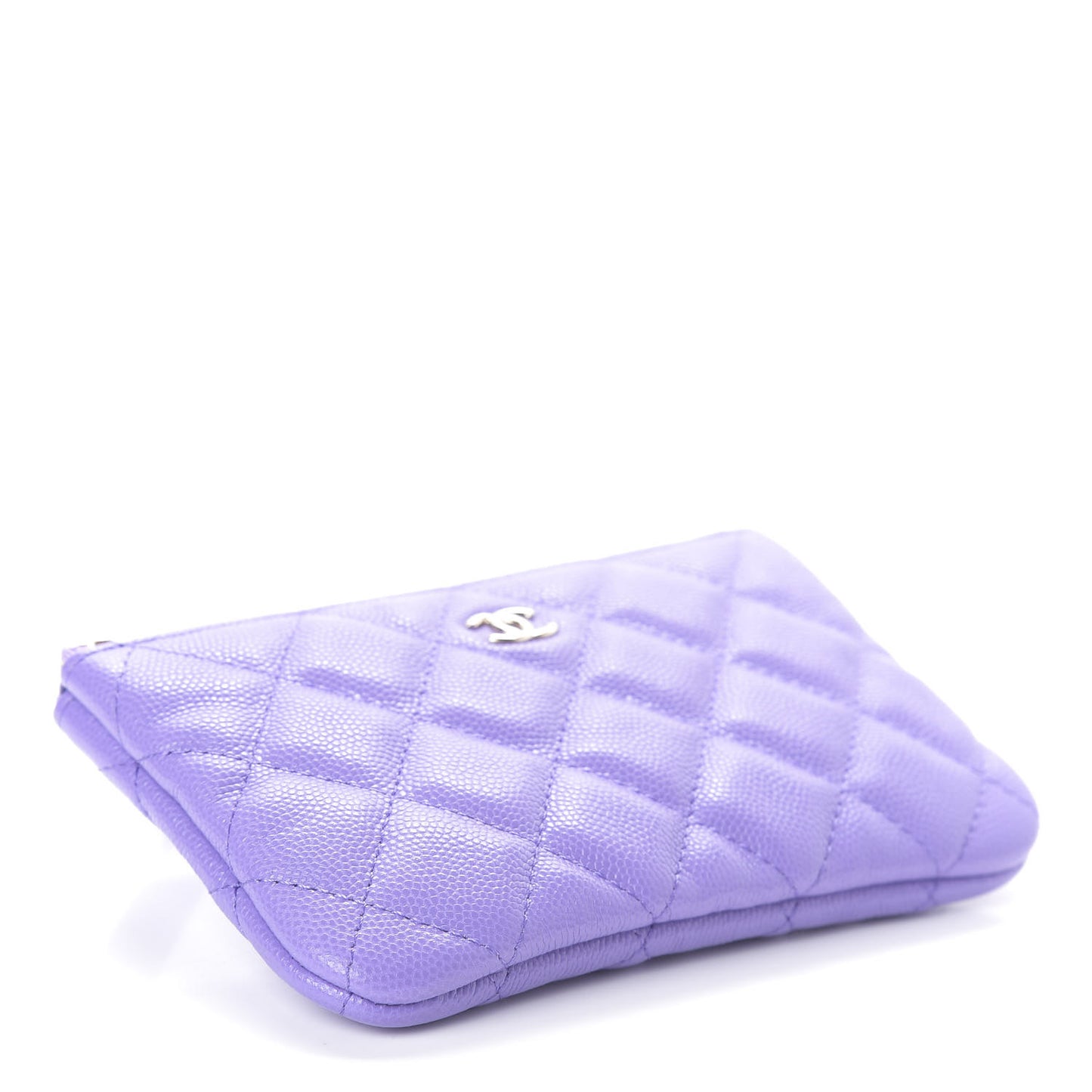 Caviar Quilted Small Cosmetic Case Purple