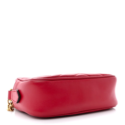 Gucci Calfskin Matelasse Mini GG Marmont Chain Shoulder Bag Hibiscus Red 4 of 12