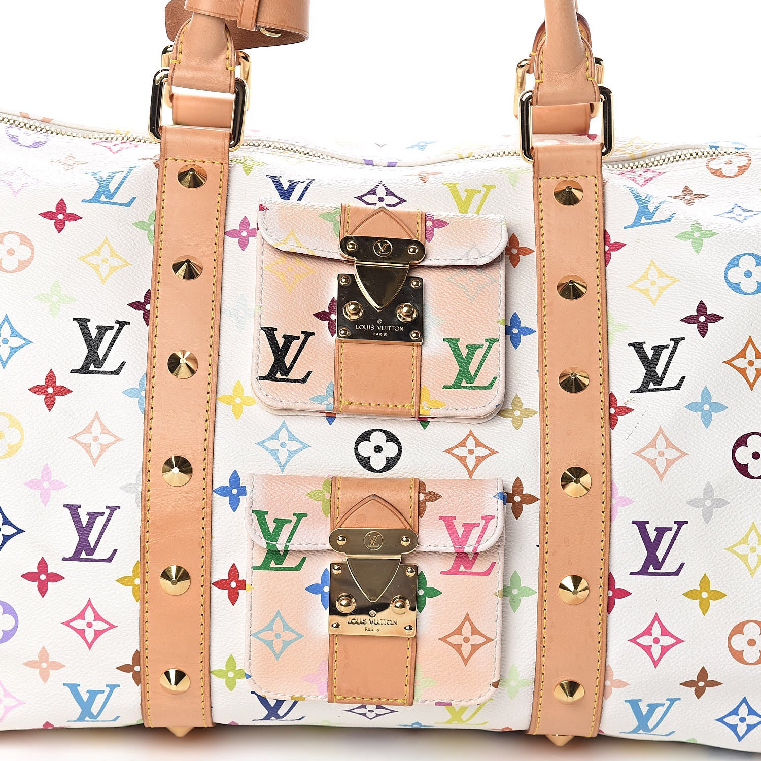 Louis Vuitton Monogram Multicolor Keepall 45 White 6 of 9