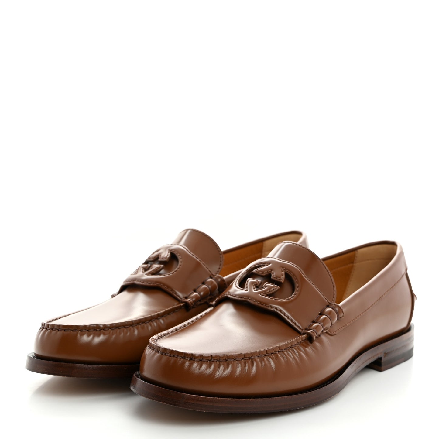 Calfskin Mens Interlocking G Millennial Ribot Loafers 8 Cuir