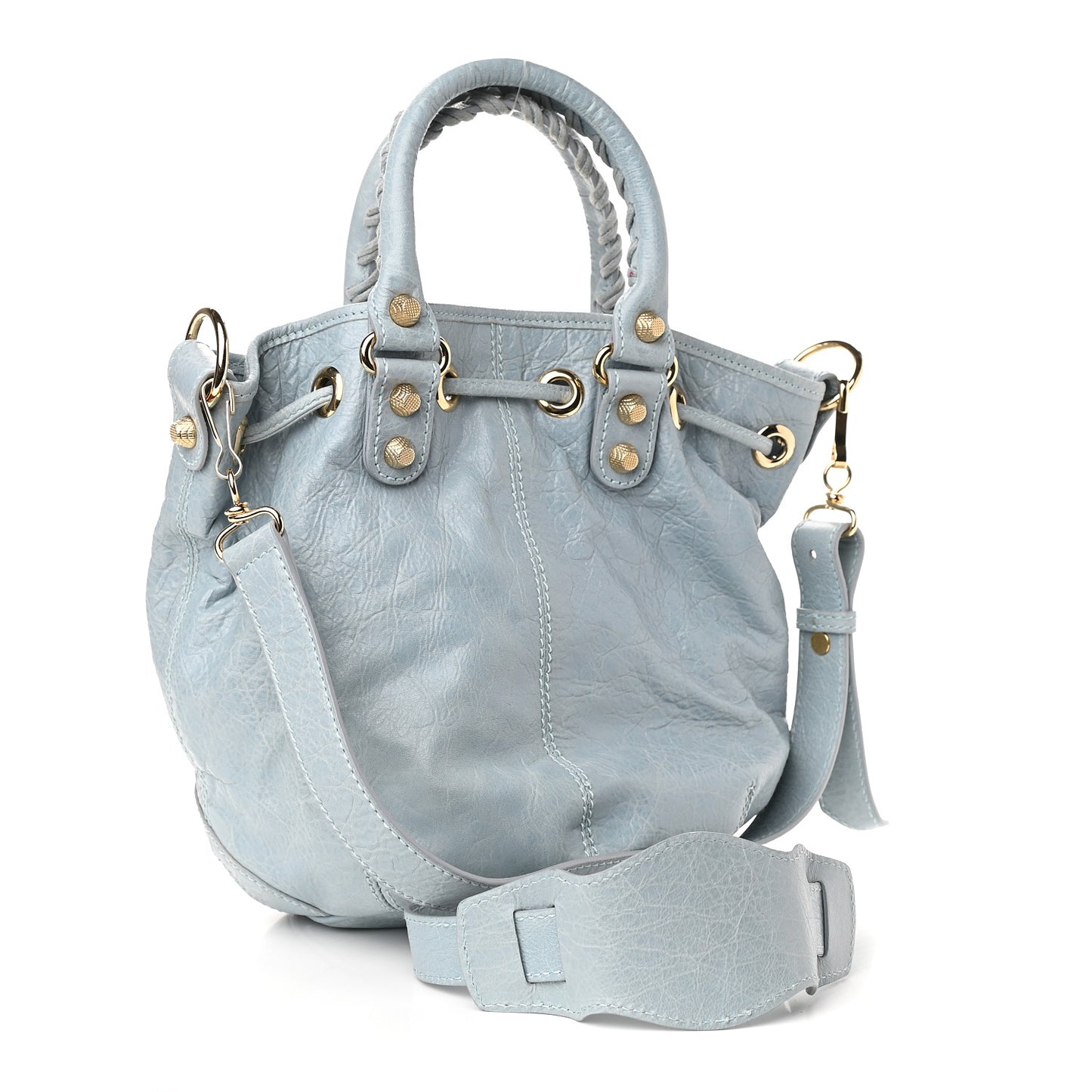 Agneau Giant 12 Gold Hardware Mini Pompon Bleu Acier Ciel
